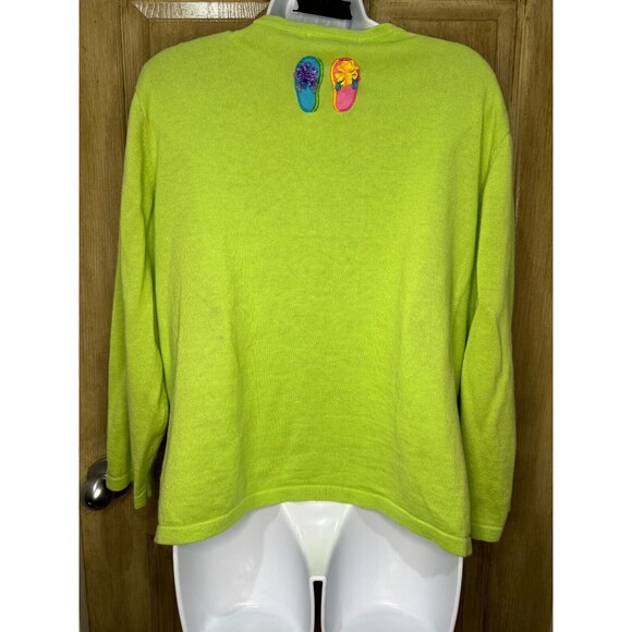 Jack B. Quick Summertime Theme Embroidered Beaded Cardigan Sweater XL - Picture 2 of 7